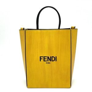 FENDI 7VA512 Logo 2-Way Small Shopping Bag/Shoulder Bag in Leather/Calf Leath...